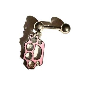 18 Gauge Helix Barbell With Pink Brass Knuckle Dangle